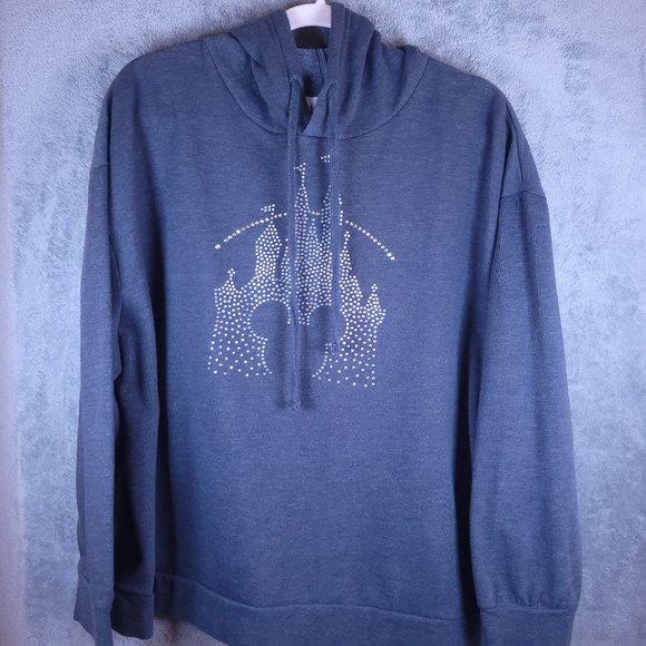 Disney World Parks 1X Cinderella Castle Bling Hoodie Mickey Sweatshirt - Picture 1 of 11